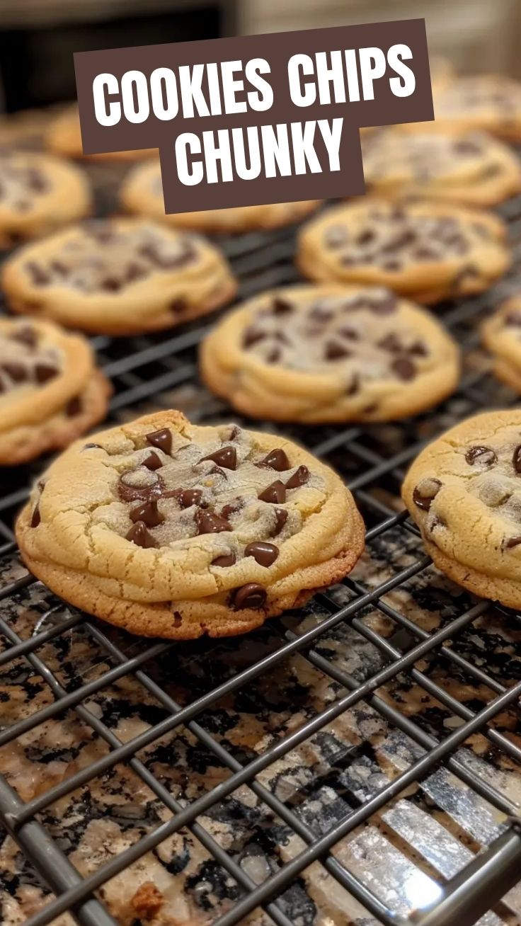 Freshly baked chocolate chip cookies arranged on a cooling rack.