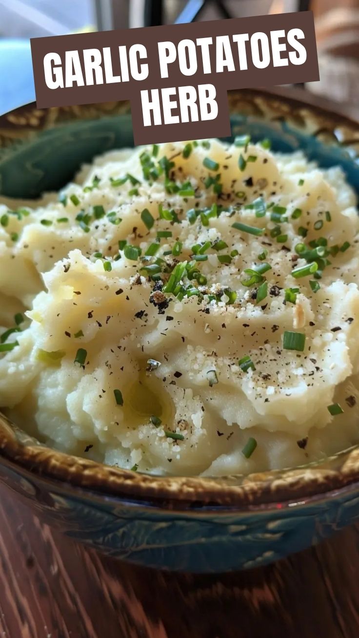 A bowl of creamy garlic mashed potatoes, perfectly seasoned and fluffy.