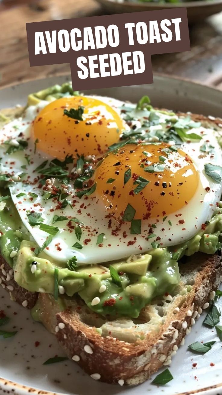 A close-up of beautifully plated avocado toast with seasonings