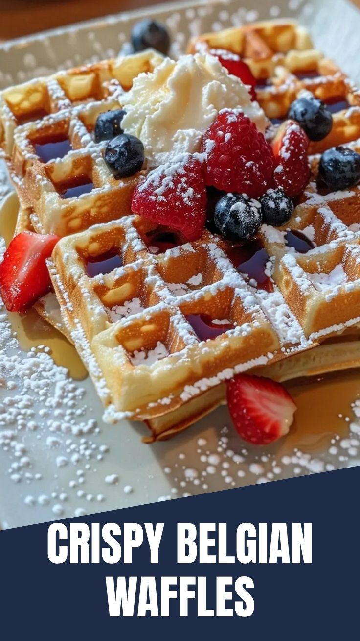 A stack of authentic Belgian waffles, golden brown and perfectly cooked.