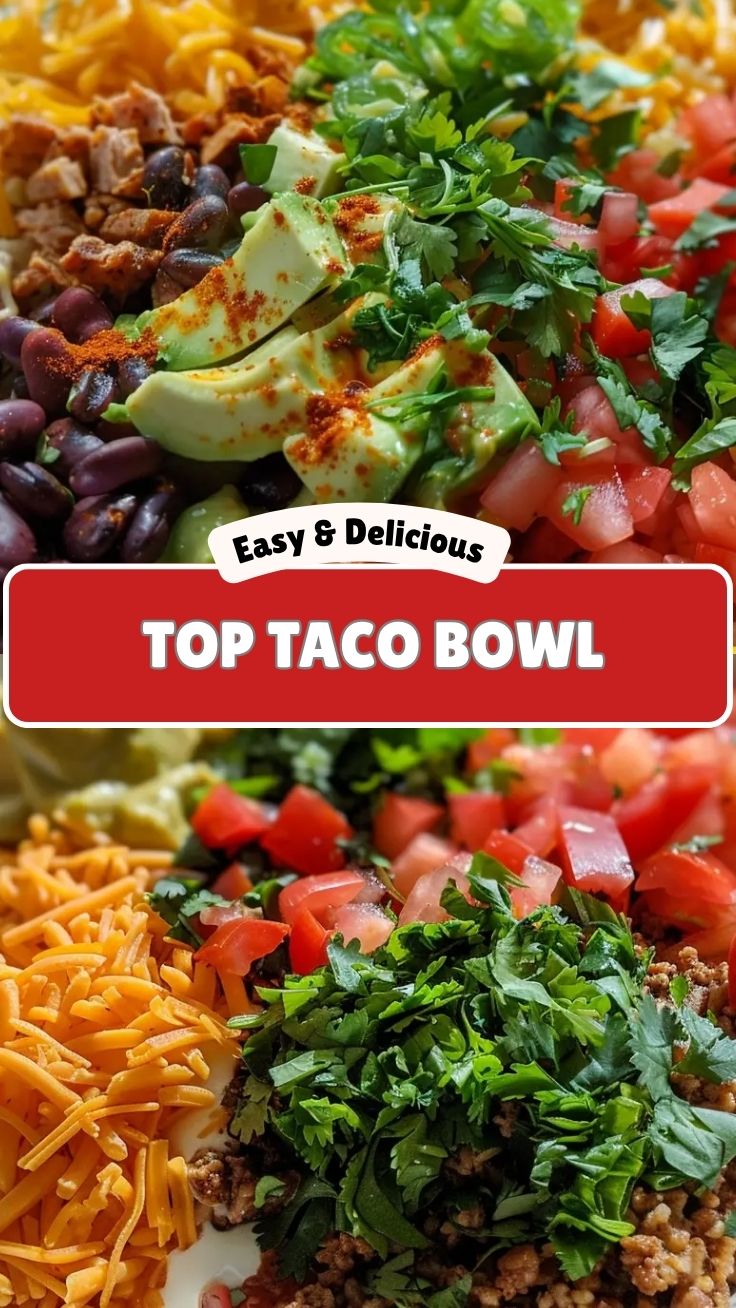 A vibrant taco bowl filled with fresh ingredients like lettuce, corn, and beans.