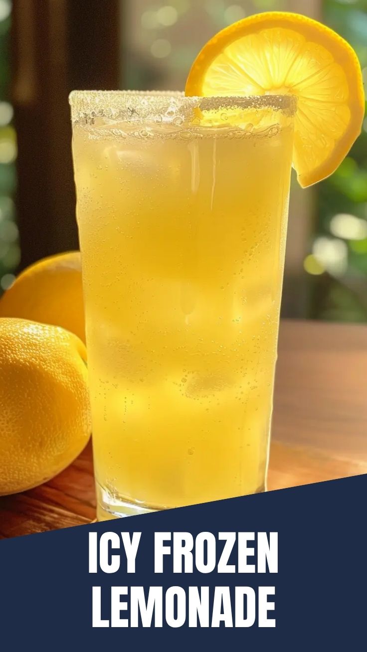 frosted glass of frozen lemonade with mint garnish