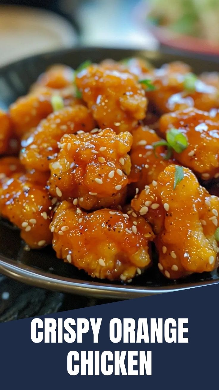 A portion of Orange Chicken (Panda Express Style) with a glossy sauce and garnished with green onions