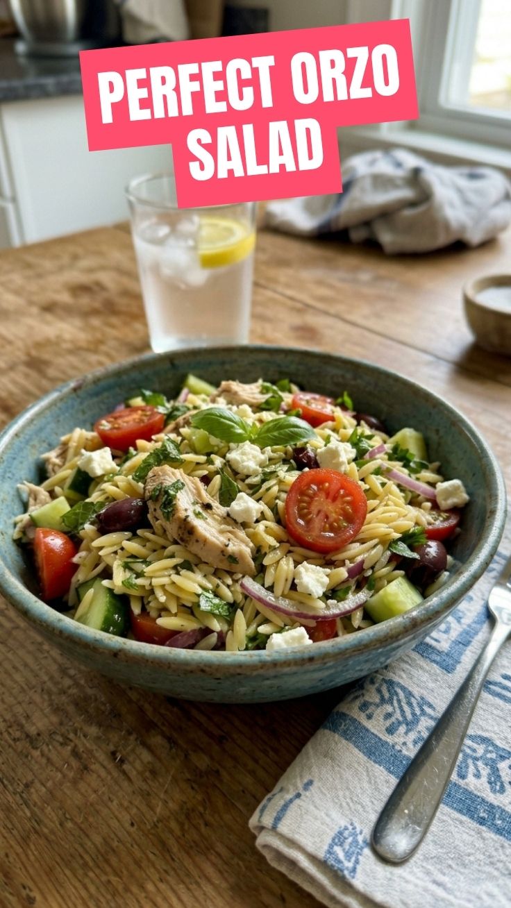 A vibrant and fresh summer orzo salad, perfect for a light meal.