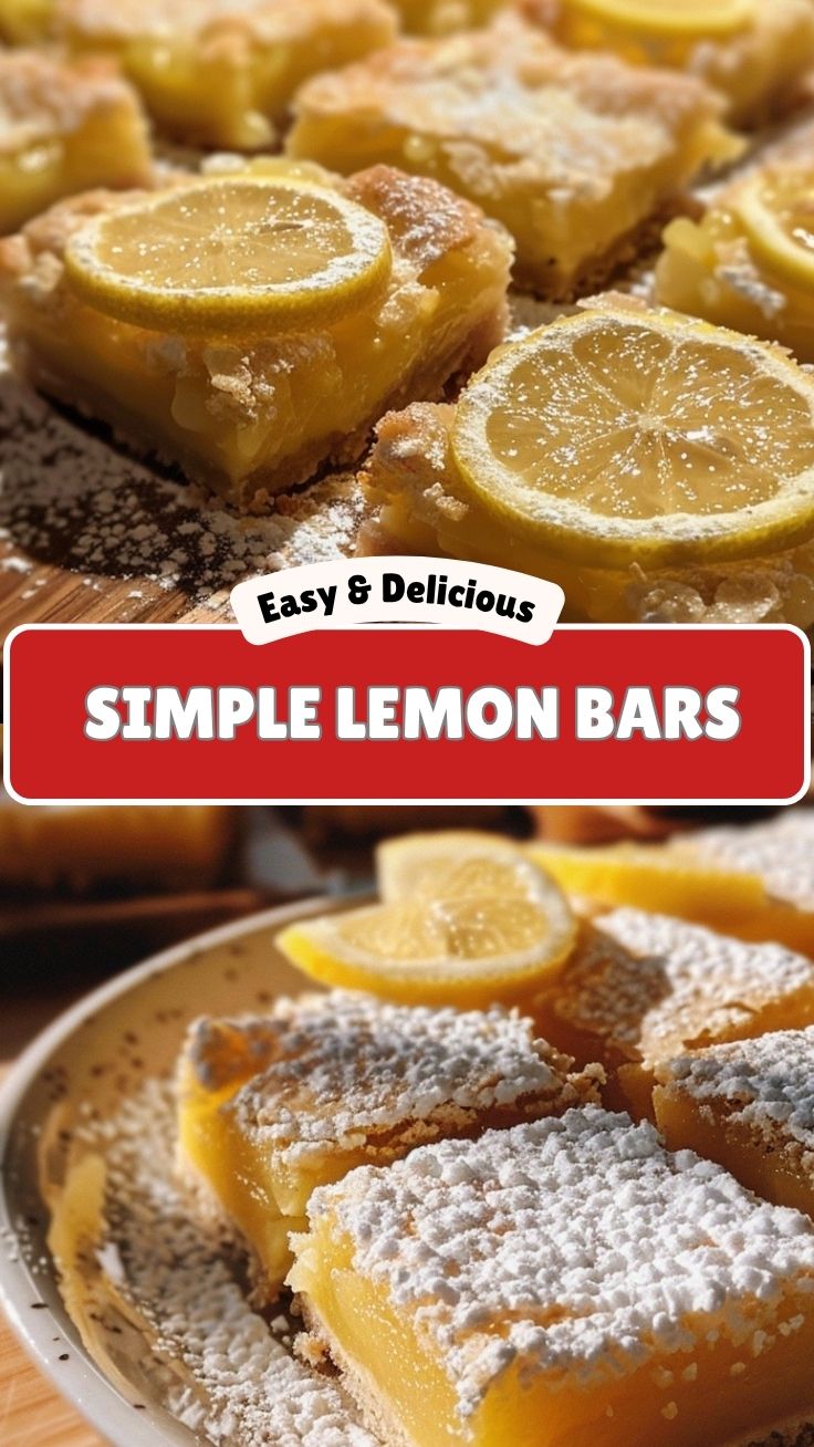 A platter of golden lemon bars with a dusting of powdered sugar.