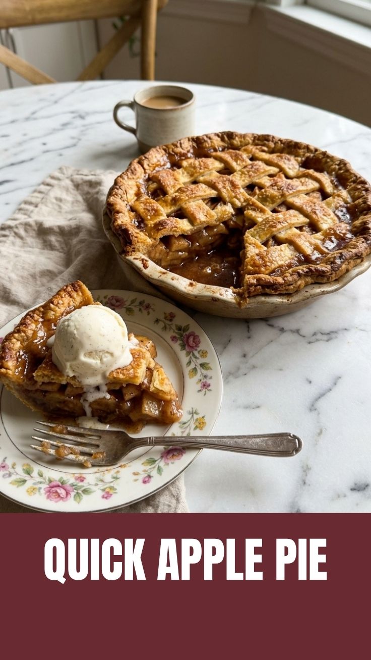 A perfectly baked apple pie with a golden, flaky crust on a cooling rack.