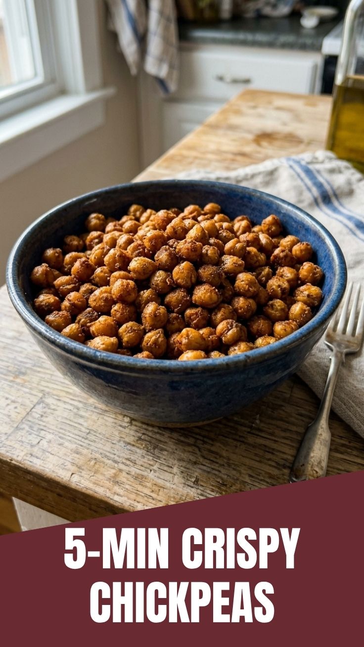 A close-up of perfectly roasted crispy chickpeas with visible seasoning.