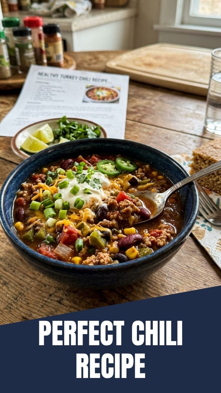 Healthy Turkey Chili in a Bowl