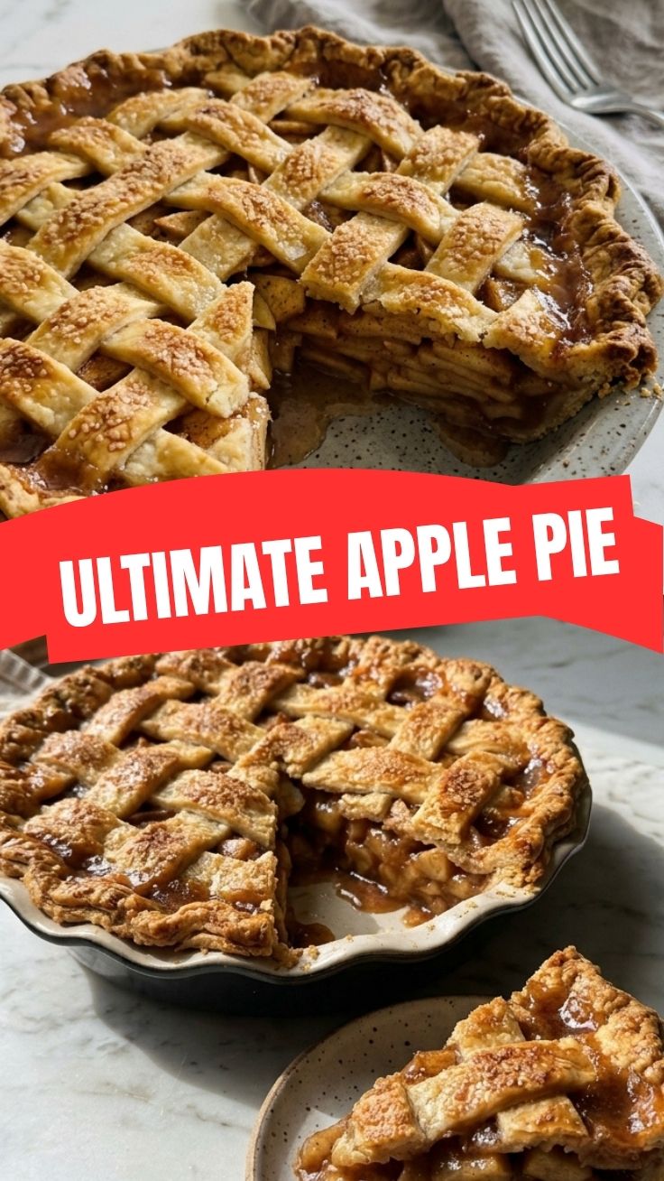 A freshly baked homemade apple pie with a golden crust