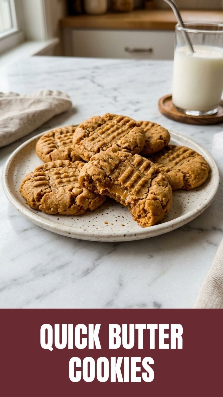A close-up of freshly baked peanut butter cookies with fork marks