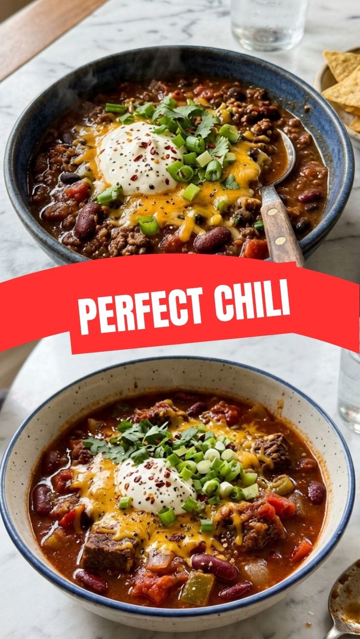 A bowl of spicy chili with beans and meat, topped with fresh cilantro.