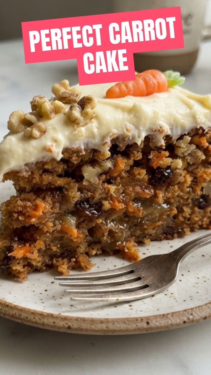 A delicious slice of carrot cake with cream cheese frosting
