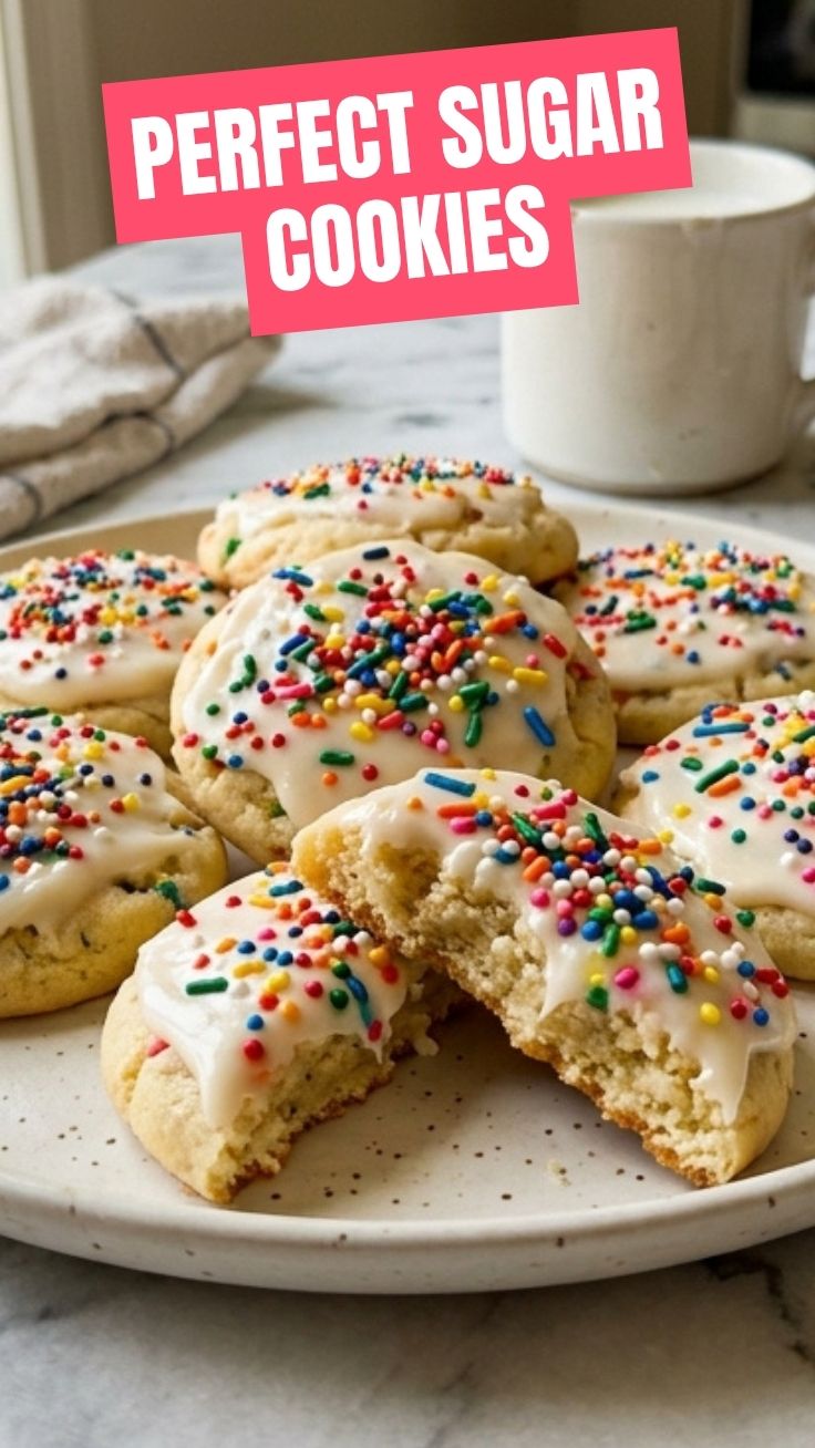 Freshly baked sugar cookies on a cooling rack