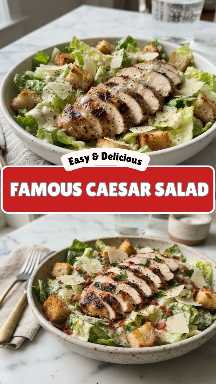 Chicken Caesar Salad with Crisp Romaine