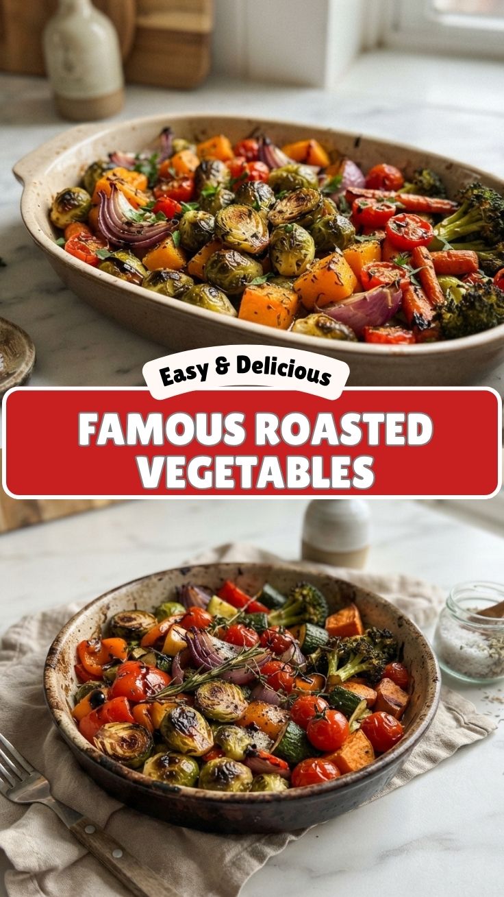 Colorful mix of roasted vegetables on a sheet pan